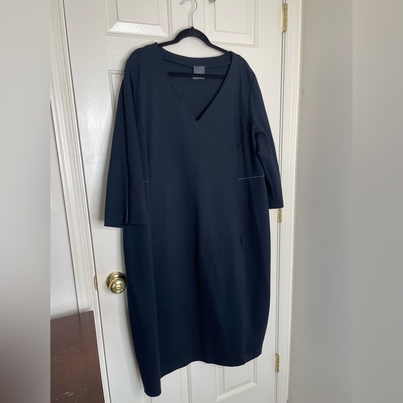 Persona by Marina Rinaldi Navy V-Neck Midi Dress XL - Picture 2 of 14